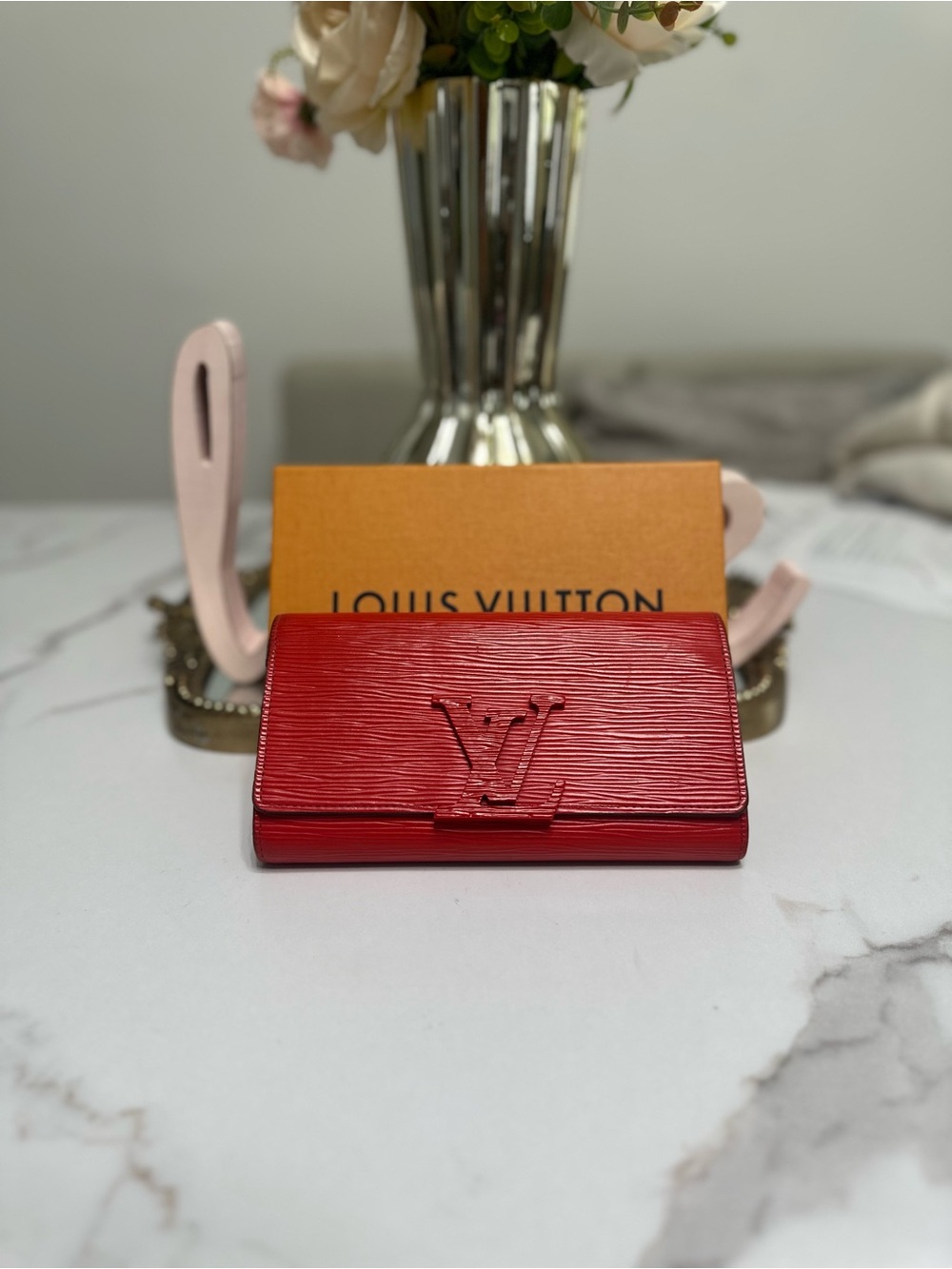 Louis Vuitton Red Epi Leather Fold Wallet